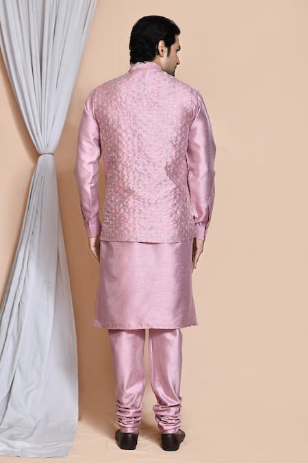 Arihant Rai Sinha Helix Burst Embroidered Bundi Kurta Set 