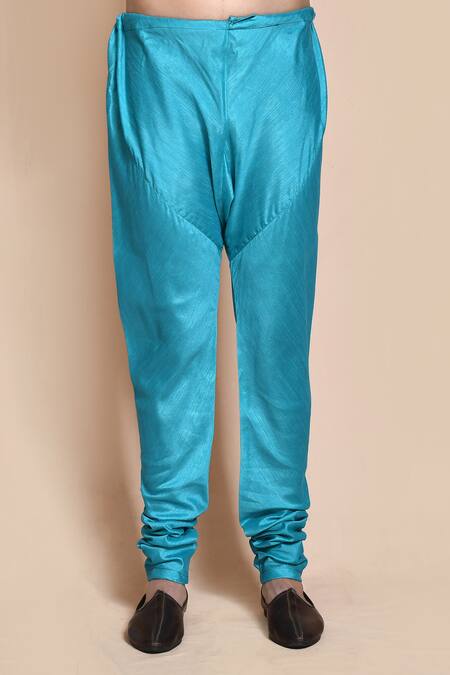 Arihant Rai Sinha_Blue , Satin Embroidery, Sequins Turquoise Bundi Kurta Set _Online_at_Aza_Fashions