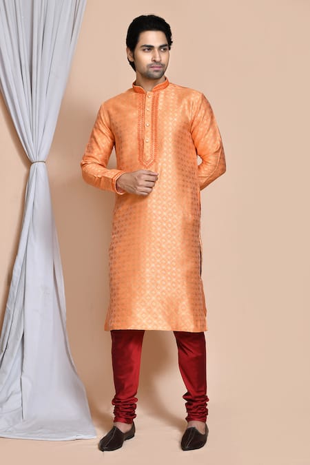 Aryavir Malhotra Diamond Woven Kurta & Churidar Set 