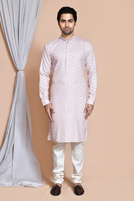 Buy_Arihant Rai Sinha_Cream Cotton, Pashmina Embroidery Geometric Kurta Set _Online_at_Aza_Fashions