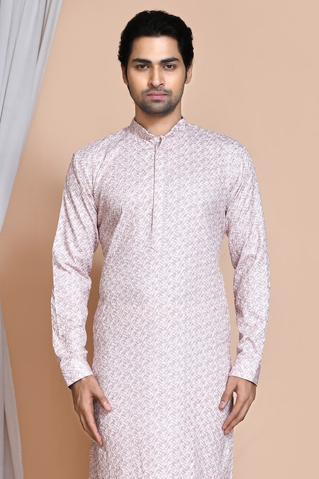 Shop_Arihant Rai Sinha_Cream Cotton, Pashmina Embroidery Geometric Kurta Set _Online_at_Aza_Fashions