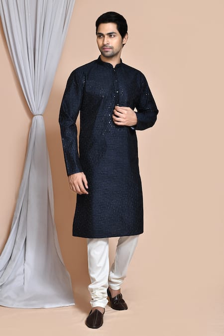 Aryavir Malhotra Leaf Embroidered Kurta Set 