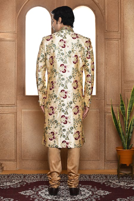 Arihant Rai Sinha Floral Embroidered Sherwani With Churidar 
