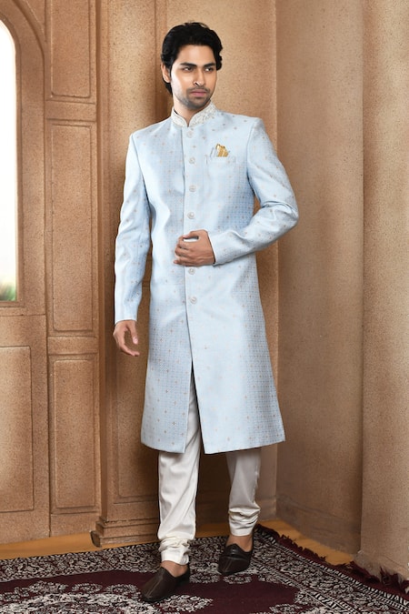 Aryavir Malhotra Floral Butti Pattern Sherwani With Churidar 