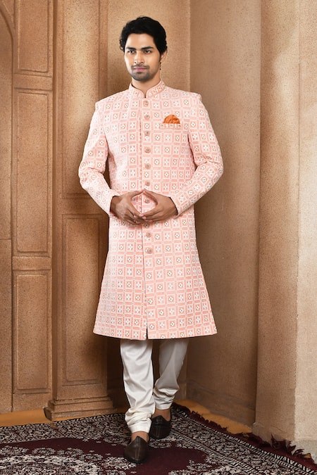 Aryavir Malhotra Floral Jaal Embroidered Sherwani With Churidar 