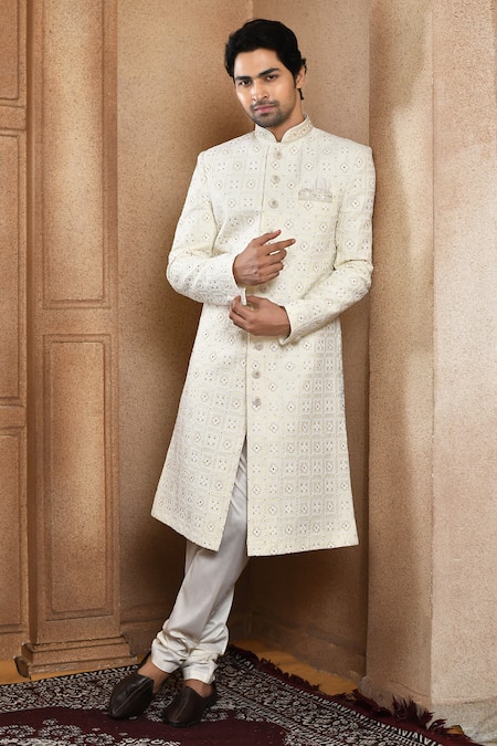 Aryavir Malhotra Flower Bloom Embroidered Sherwani With Churidar 