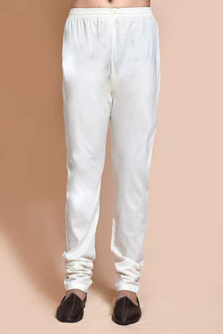 Arihant Rai Sinha_Off White , Chanderi Embroidery Flower Bloom Sherwani With Churidar_Online_at_Aza_Fashions