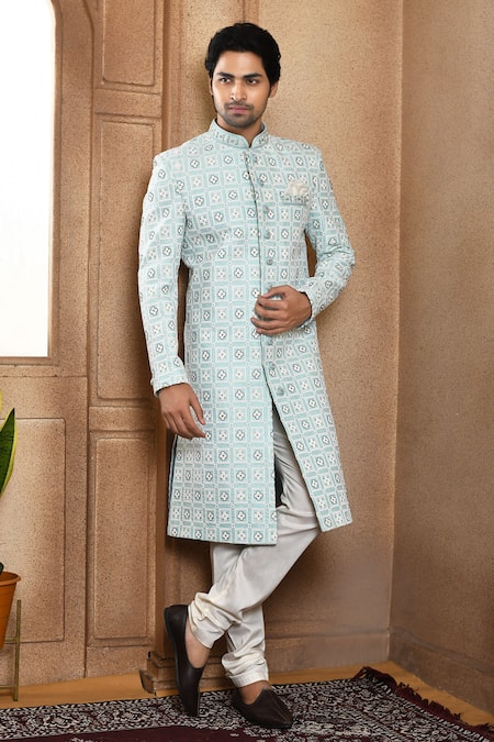 Aryavir Malhotra Floral Butti Embroidered Sherwani With Churidar 