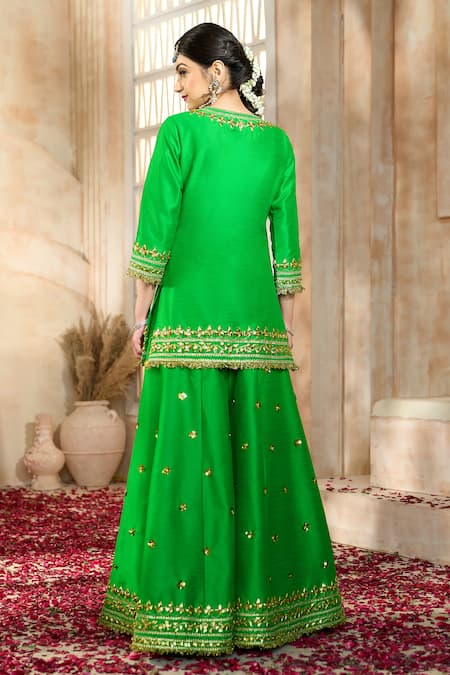 Preeti S Kapoor X AZA Floral Gota Embroidered Sharara Set 