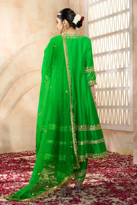 Preeti S Kapoor X AZA Gota Flower Embroidered Anarkali Set 