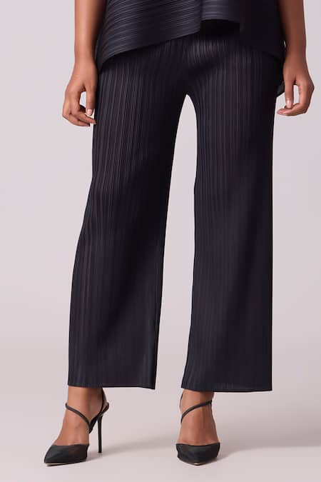 Shop Scarlet Sage Black Polyester Boat Neck Kendra Ombre Printed Tunic And Pant Set Shop_Scarlet Sage_Black Polyester Boat Neck Kendra Ombre Printed Tunic And Pant Set