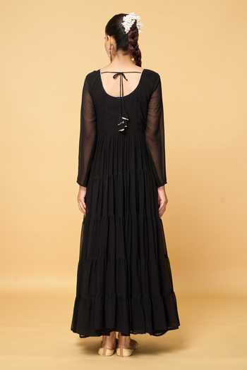 Khwaab By Sanjana Lakhani Solid Tiered Anarkali With Dupatta 