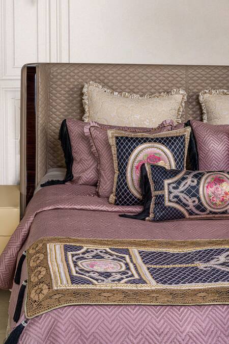 Buy Diva Riche Multi Color Satin, Washable Silk Floral, Quilted Bal And Roseate King Bedding Set Online at Aza Fashions Buy_Diva Riche_Multi Color Satin, Washable Silk Floral, Quilted Bal And Roseate King Bedding Set_Online_at_Aza_Fashions