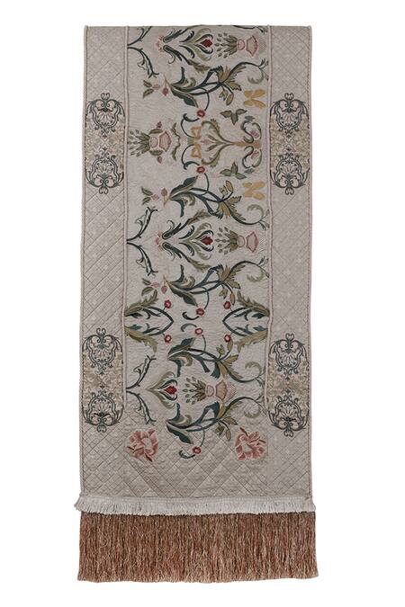 Shop_Diva Riche_Cream , Dupion Marlena And Lace Embroidered Bedding Set_Online_at_Aza_Fashions