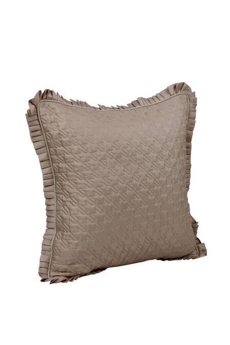 Buy_Diva Riche_Beige Washable Silk Thread Hounds Tooth Embroidered Bedding Set_Online_at_Aza_Fashions