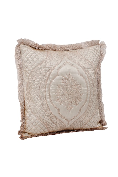 Buy_Diva Riche_Cream Washable Silk Floral, Thread Lace And Embroidered Bedding Set_Online_at_Aza_Fashions