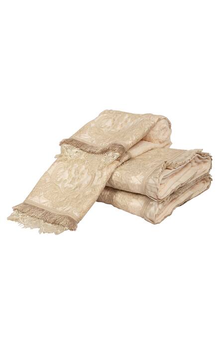 Shop Diva Riche Grey 100% Turkish Cotton Floral, Lace, Thread And Embroidered Towel Set at Aza Fashions Shop_Diva Riche_Grey 100% Turkish Cotton Floral, Lace, Thread And Embroidered Towel Set_at_Aza_Fashions