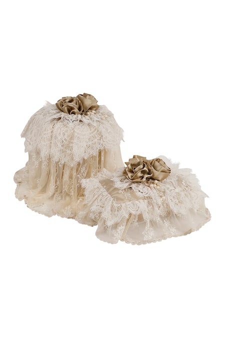 Diva Riche_Peach Floral Embellished Dustbin Cover - Single Pc_Online_at_Aza_Fashions