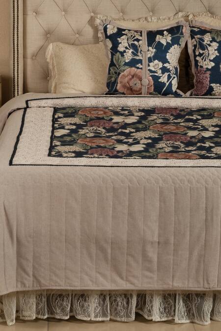 Shop_Diva Riche_Multi Color Cotton Garden Print Bedding Set_at_Aza_Fashions