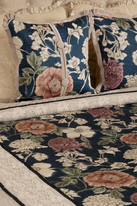 Diva Riche_Multi Color Cotton Garden Print Bedding Set_Online_at_Aza_Fashions