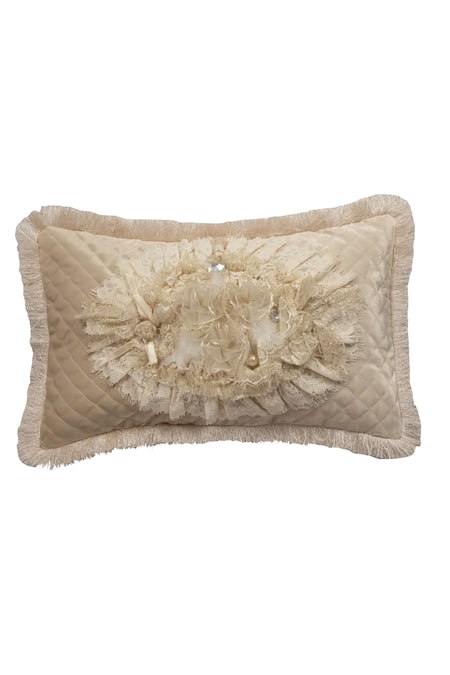 Diva Riche_Cream Washable Silk Pearl, Thread English Wedding Quilted Set_Online_at_Aza_Fashions