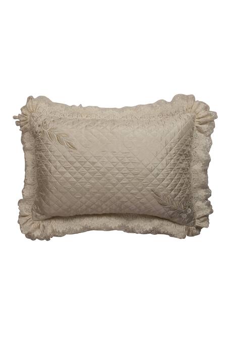 Diva Riche_Cream Washable Silk Pearl, Thread English Wedding Quilted Set_at_Aza_Fashions