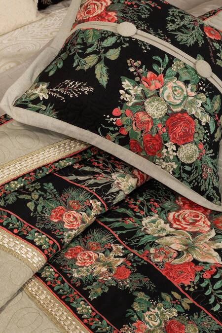 Diva Riche_Green Cotton Botanical April Print Set_at_Aza_Fashions