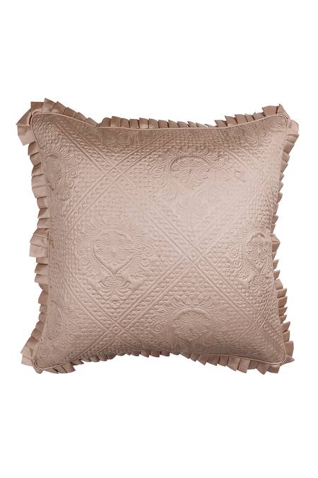 Buy_Diva Riche_Peach Washable Silk Bijou Paisley Quilted Pattern Bedding Set_Online_at_Aza_Fashions