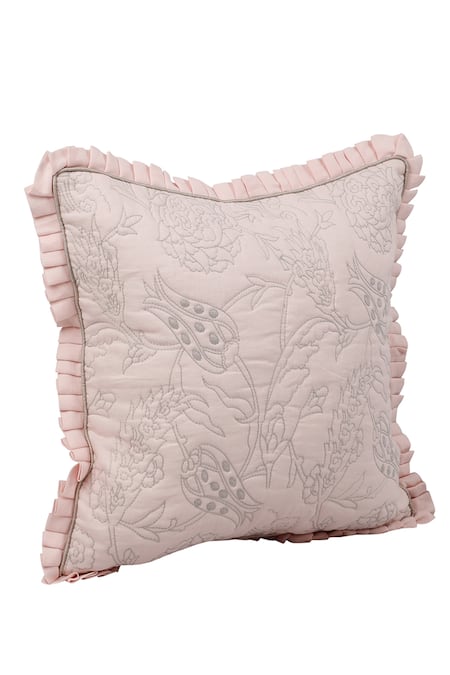 Buy Diva Riche Pink Cotton Thread Eden Embroidered Bedding Set Online at Aza Fashions Buy_Diva Riche_Pink Cotton Thread Eden Embroidered Bedding Set_Online_at_Aza_Fashions