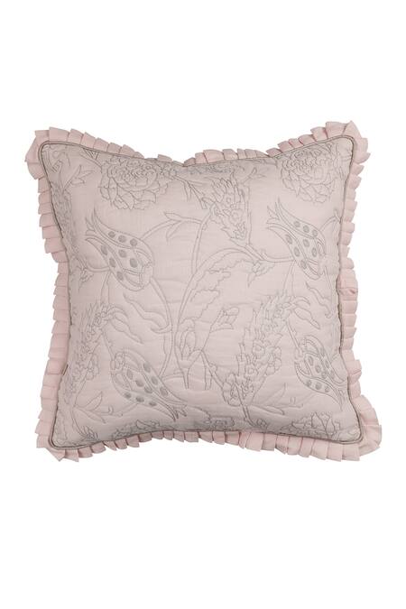 Shop Diva Riche Pink Cotton Thread Eden Embroidered Bedding Set Online at Aza Fashions Shop_Diva Riche_Pink Cotton Thread Eden Embroidered Bedding Set_Online_at_Aza_Fashions