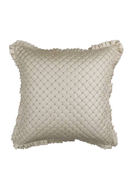 Shop Diva Riche Cream Washable Silk Lattice Quilted Pattern Bedding Set Online at Aza Fashions Shop_Diva Riche_Cream Washable Silk Lattice Quilted Pattern Bedding Set_Online_at_Aza_Fashions