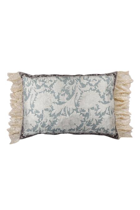 Shop Diva Riche Green Washable Silk Floral Gabriel Print Pillow Cover at Aza Fashions Shop_Diva Riche_Green Washable Silk Floral Gabriel Print Pillow Cover_at_Aza_Fashions