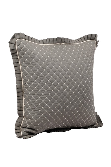 Shop Diva Riche Grey Cotton Lattice Quilted Bedding Set Online at Aza Fashions Shop_Diva Riche_Grey Cotton Lattice Quilted Bedding Set_Online_at_Aza_Fashions
