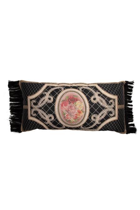 Shop Diva Riche Black Satin, Washable Silk Paisley Floral Bal And Bijou Quilted Bedding Set Shop_Diva Riche_Black Satin, Washable Silk Paisley Floral Bal And Bijou Quilted Bedding Set