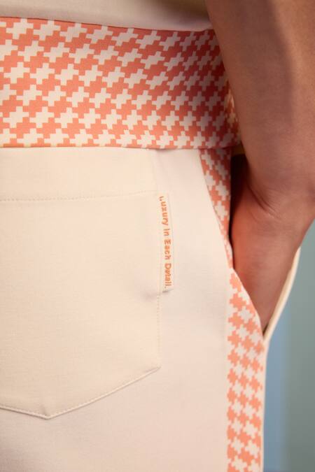 Muvazo_Beige Cotton, Polyester Plain Joggers _Online_at_Aza_Fashions