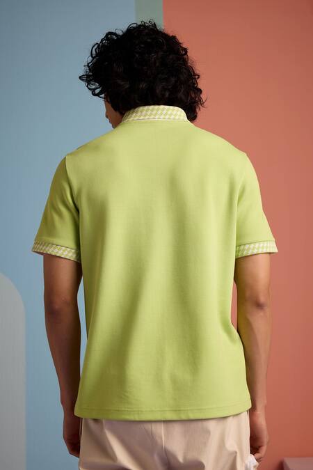 Muvazo Kiwi Kiss Textured Pattern Polo T Shirt 
