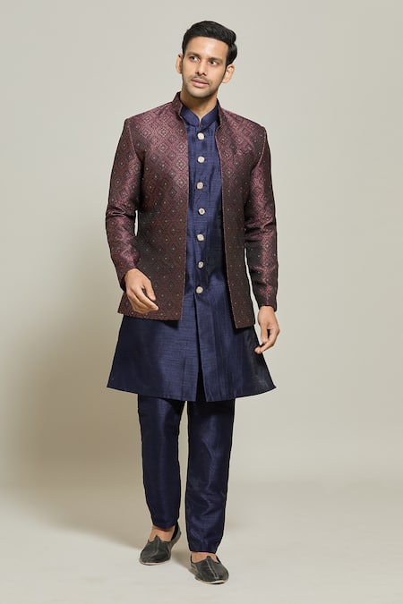 Aryavir Malhotra Woven Jacket Kurta Set 