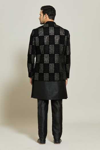 Aryavir Malhotra Geometric Pattern Jacket Kurta Set 