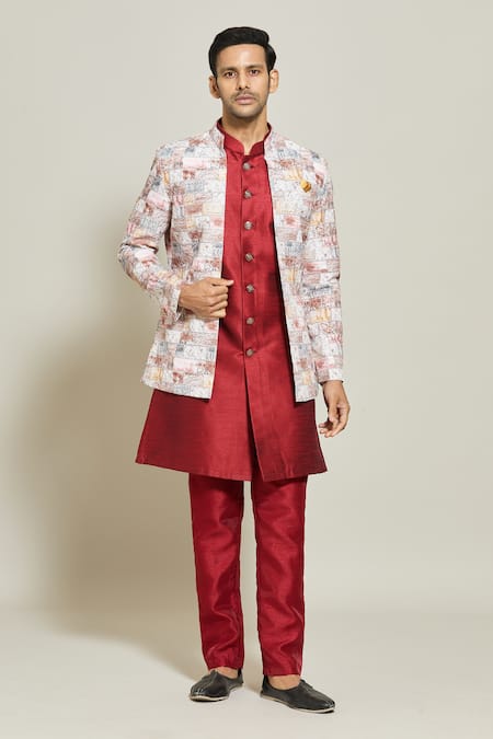 Aryavir Malhotra Geometric Pattern Jacket Pant Set 