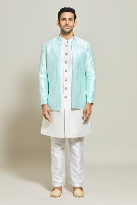 Buy Arihant Rai Sinha Blue Jacquard, Silk Jacket Pant Set Online at Aza Fashions Buy_Arihant Rai Sinha_Blue Jacquard, Silk Jacket Pant Set _Online_at_Aza_Fashions