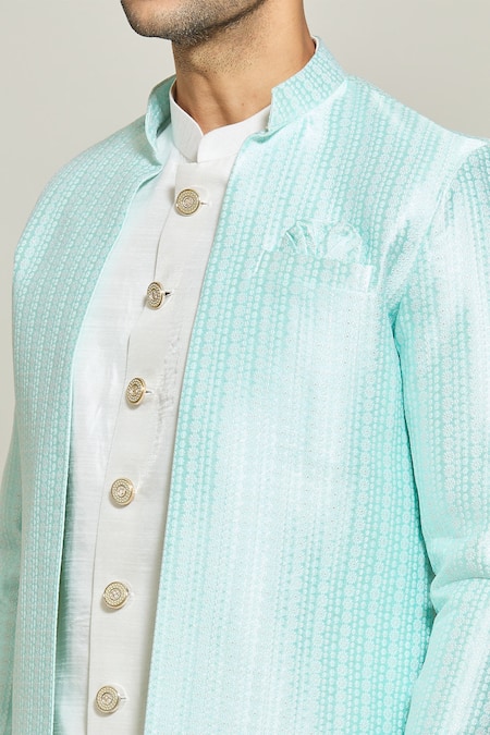 Arihant Rai Sinha Blue Jacquard, Silk Jacket Pant Set at Aza Fashions Arihant Rai Sinha_Blue Jacquard, Silk Jacket Pant Set _at_Aza_Fashions