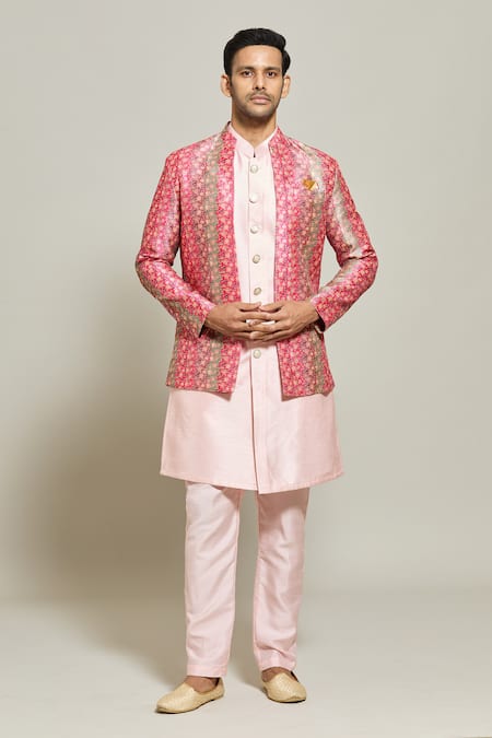 Aryavir Malhotra Floral Pattern Embroidered Jacket Pant Set 