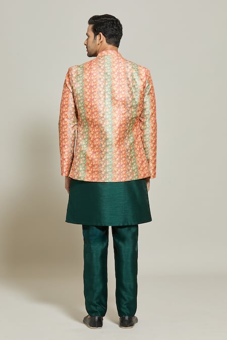 Shop Arihant Rai Sinha Orange Silk Embroidery, Sequins And Thread Floral Pattern Jacket Pant Set at Aza Fashions Shop_Arihant Rai Sinha_Orange Silk Embroidery, Sequins And Thread Floral Pattern Jacket Pant Set _at_Aza_Fashions