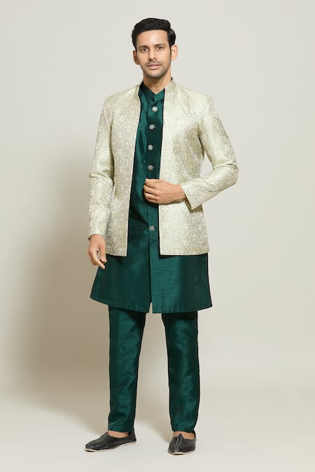 Aryavir Malhotra Woven Floral Pattern Jacket Pant Set 