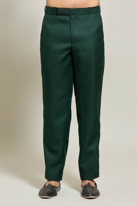 Arihant Rai Sinha_Green Terrycloth Solid Bandhgala And Trouser Set _at_Aza_Fashions