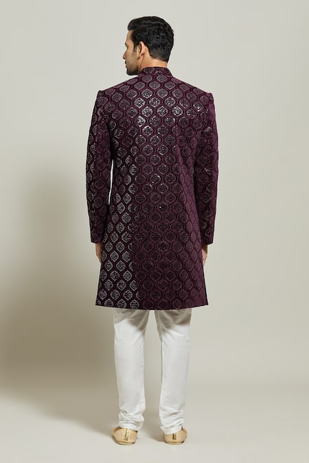 Arihant Rai Sinha Mughal Ogee Pattern Sherwani & Churidar Set 