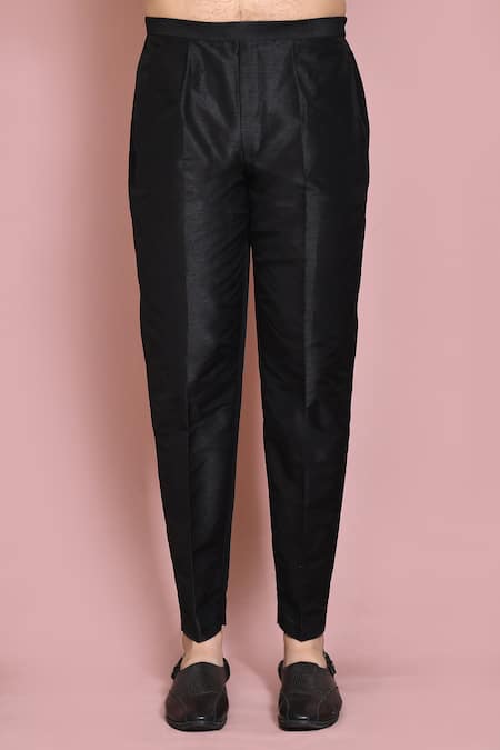 Arihant Rai Sinha_Black Silk Embroidery Nehru Jacket Kurta Set _Online_at_Aza_Fashions