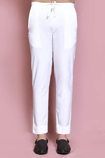 Arihant Rai Sinha_White Cotton Embroidery Hand Straight Kurta With Pyjama _Online_at_Aza_Fashions