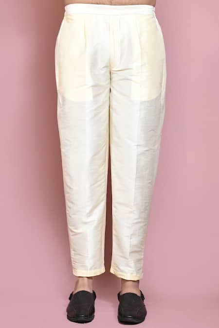 Arihant Rai Sinha_Cream Silk Solid Straight Kurta And Pyjama Set _Online_at_Aza_Fashions