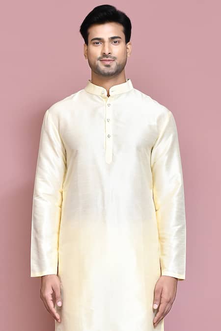 Shop_Arihant Rai Sinha_Cream Silk Solid Straight Kurta And Pyjama Set _Online_at_Aza_Fashions